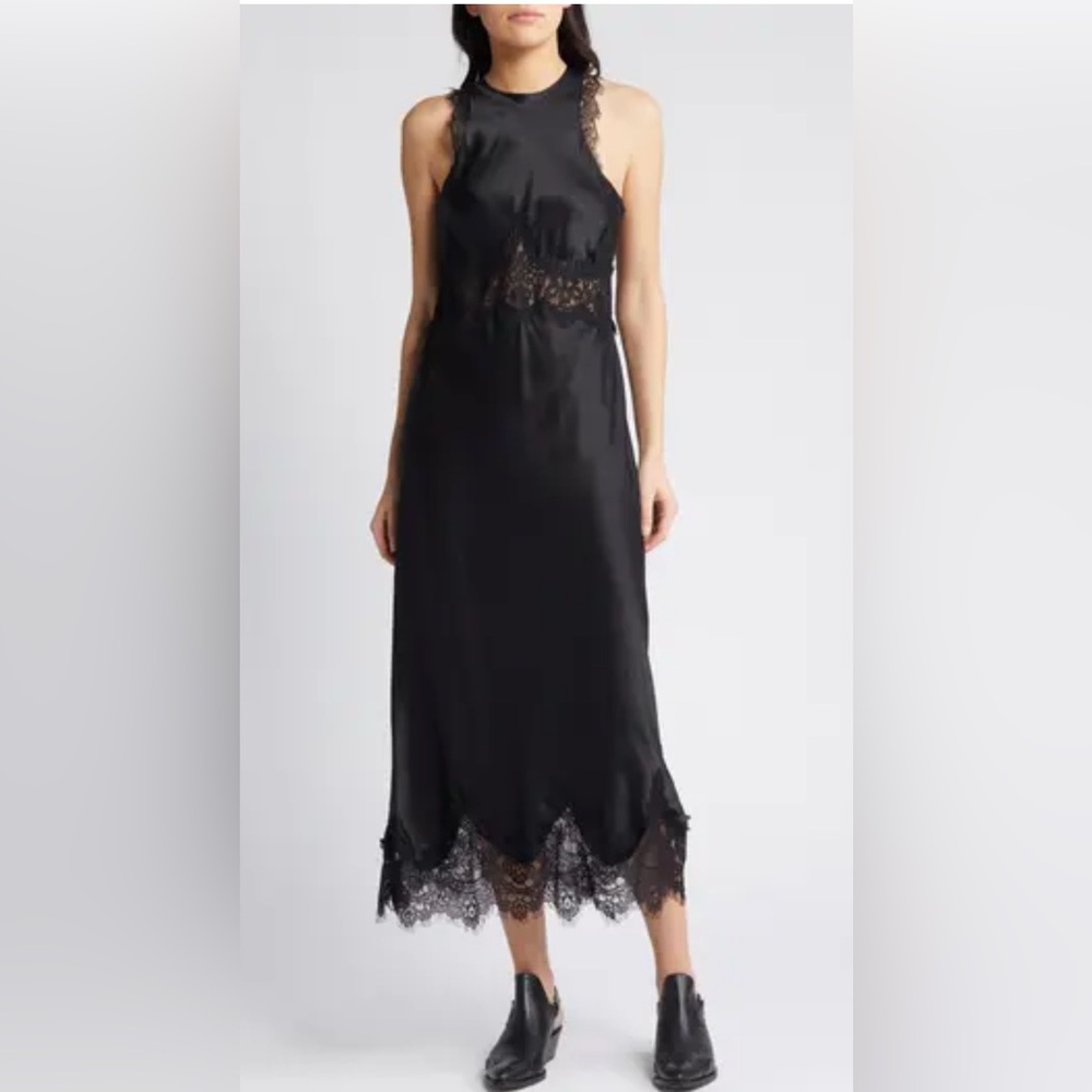All Saints Alula Satin Black Lace Finish